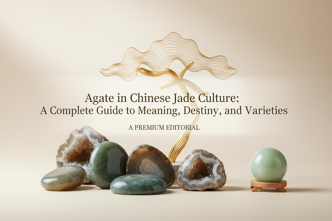 Agate stone varieties in Chinese jade culture showing natural banding patterns and colors
