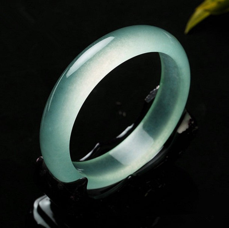 Ice-like Light Green Jade Bracelet Chalcedony Agate